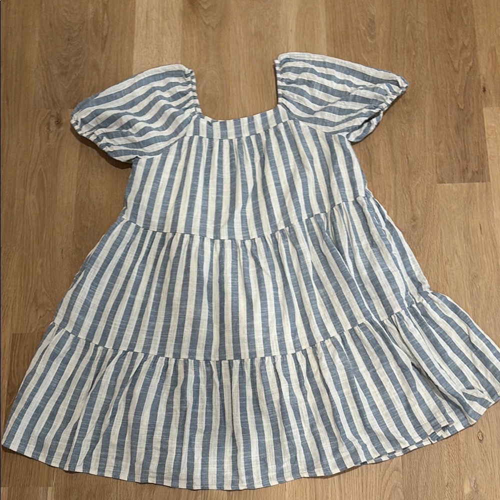 Blue and White Striped Kids Dress